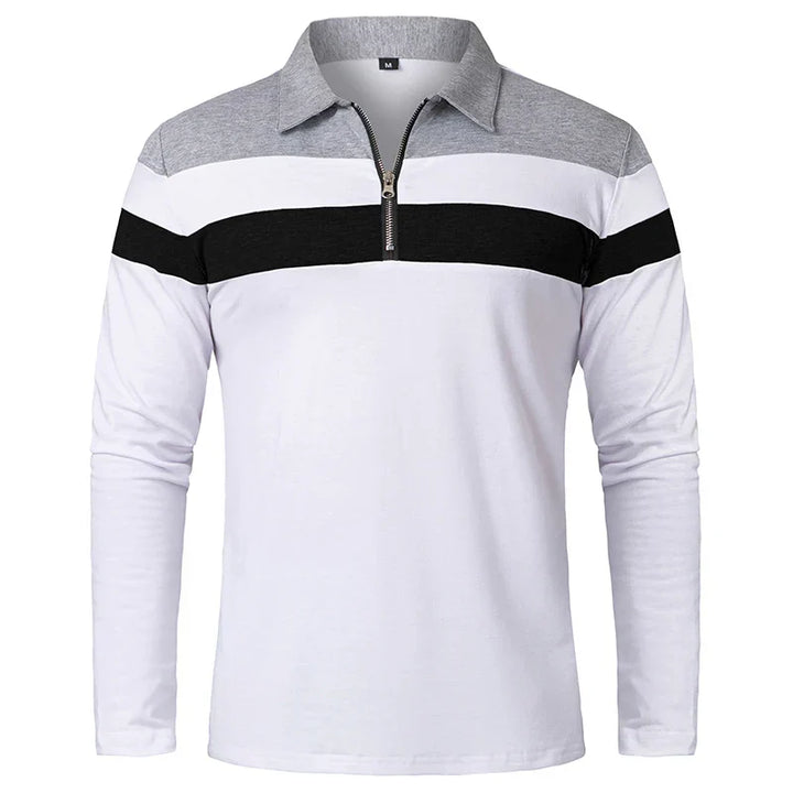 Gestreept Poloshirt Met Ritssluiting