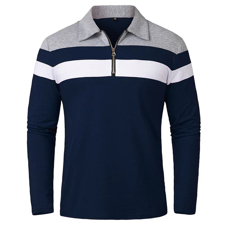 Gestreept Poloshirt Met Ritssluiting
