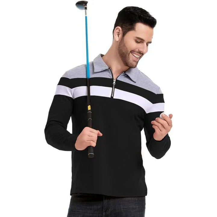 Gestreept Poloshirt Met Ritssluiting