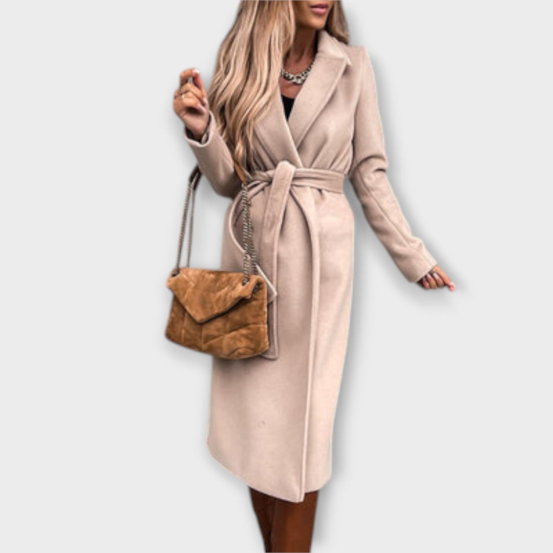 Eliza - Elegantní Dlouhý Kabát s Mašlemi