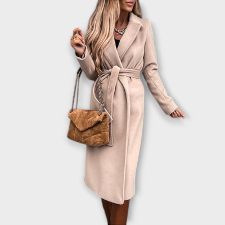 Eliza - Elegantní Dlouhý Kabát s Mašlemi