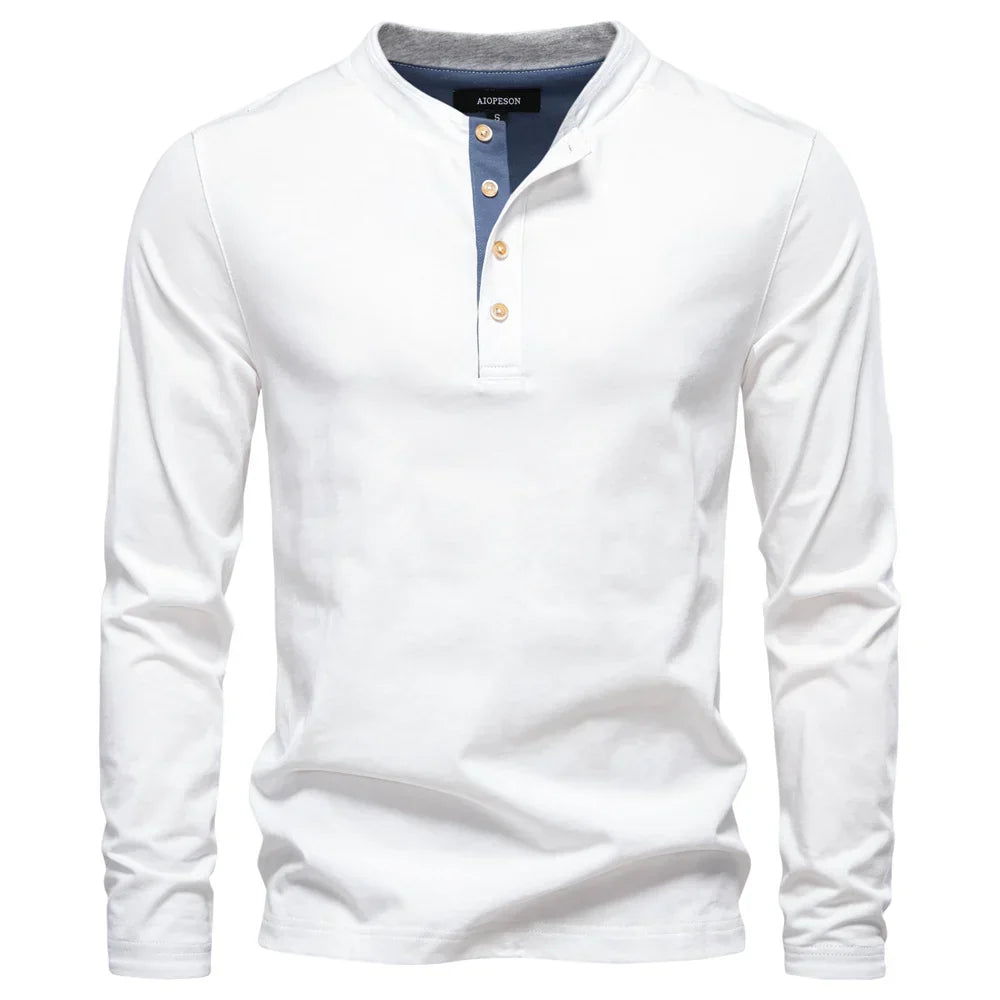 Henley Heren  Shirt Met Lange Mouwen