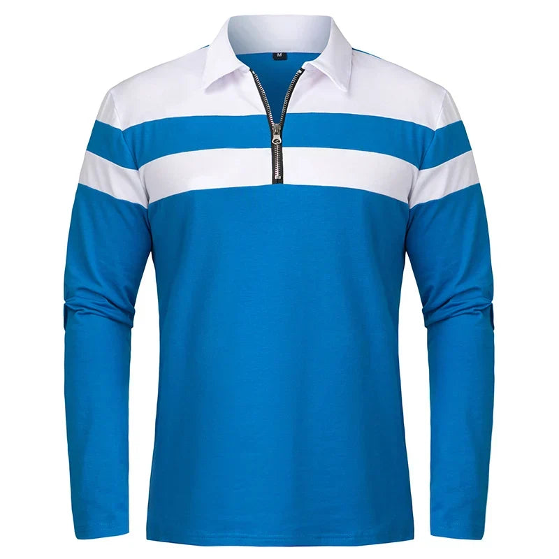 Gestreept Poloshirt Met Ritssluiting