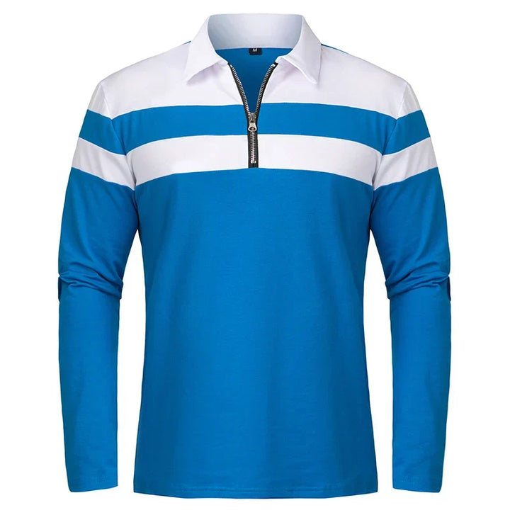 Gestreept Poloshirt Met Ritssluiting