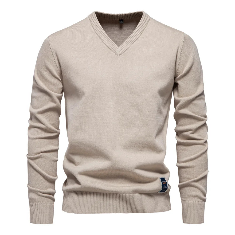 Katoenen V-Hals Heren Sweater