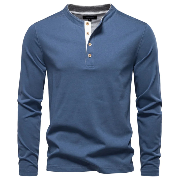 Henley Heren  Shirt Met Lange Mouwen