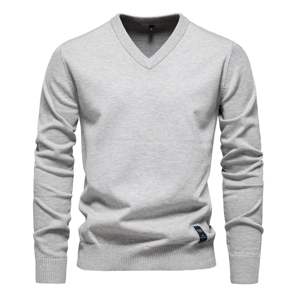 Katoenen V-Hals Heren Sweater
