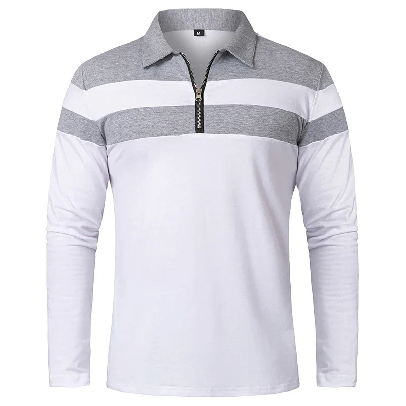 Gestreept Poloshirt Met Ritssluiting