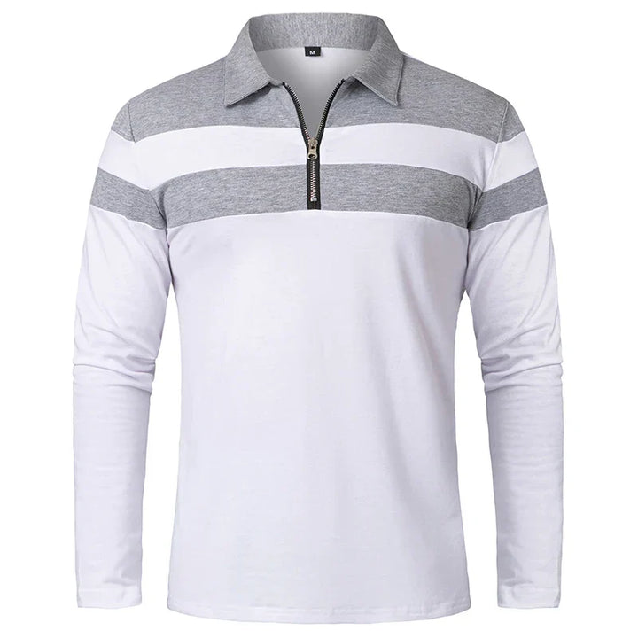 Gestreept Poloshirt Met Ritssluiting