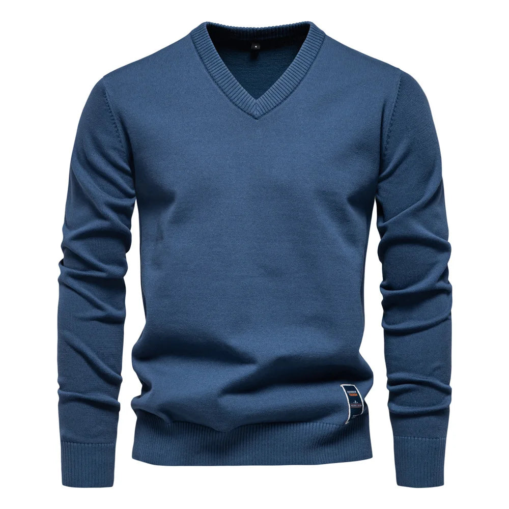 Katoenen V-Hals Heren Sweater