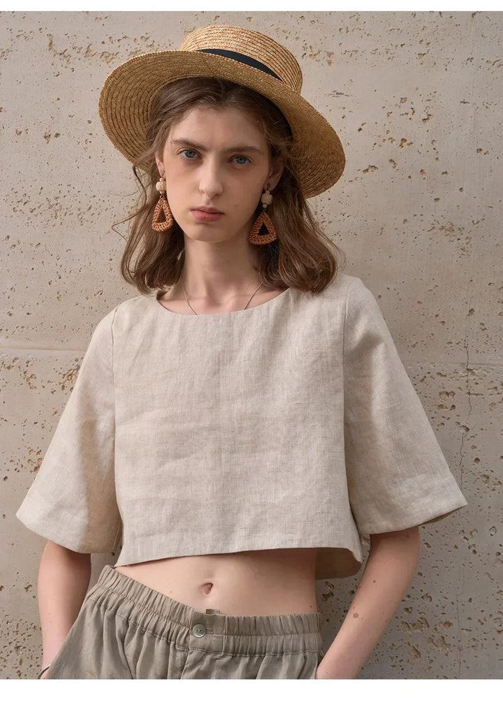 Boxy len crop top