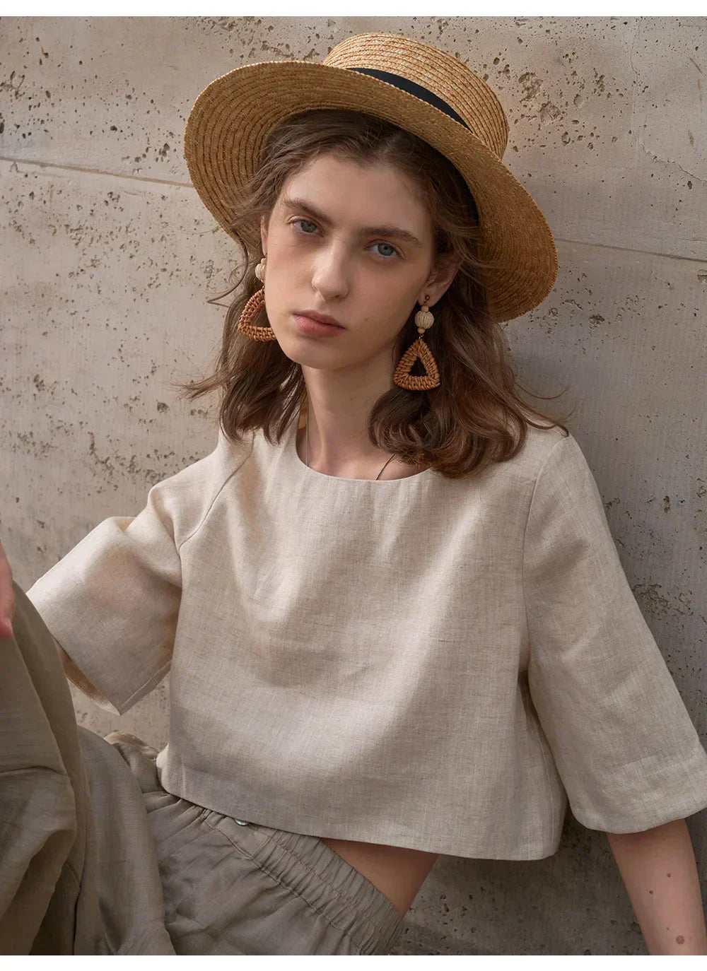 Boxy len crop top