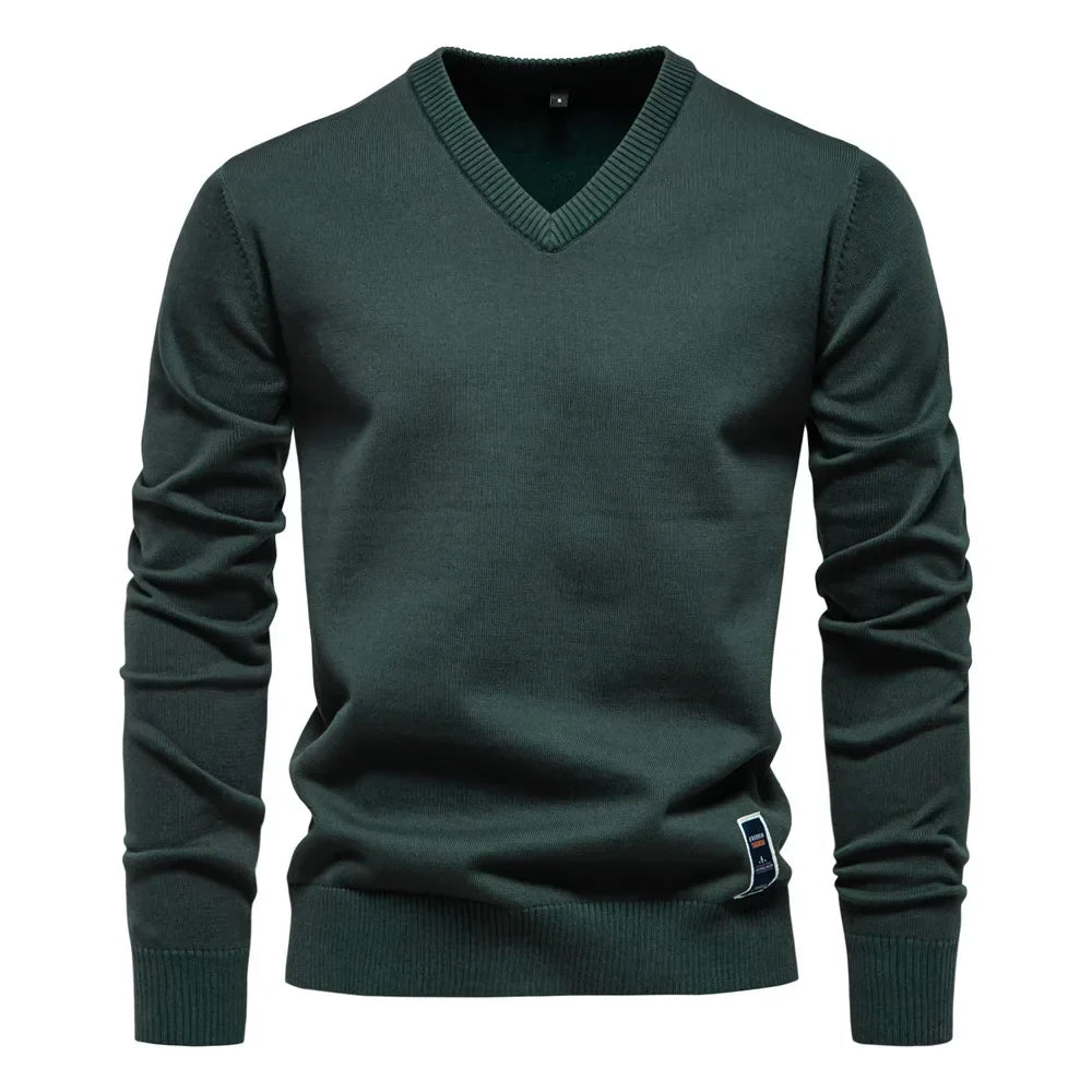 Katoenen V-Hals Heren Sweater