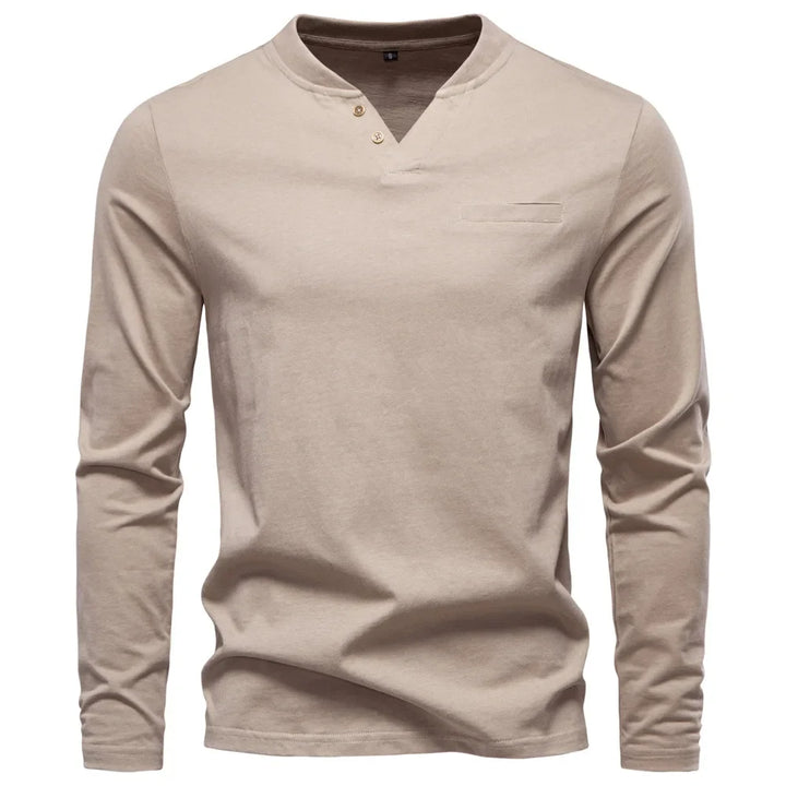 Henley T-Shirt Met Lange Mouwen (1+1 GRATIS)