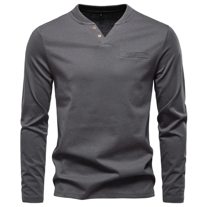 Henley T-Shirt Met Lange Mouwen (1+1 GRATIS)
