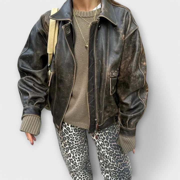 Chandra - Vintage Džínové Kalhoty s Leopardím Vzorem