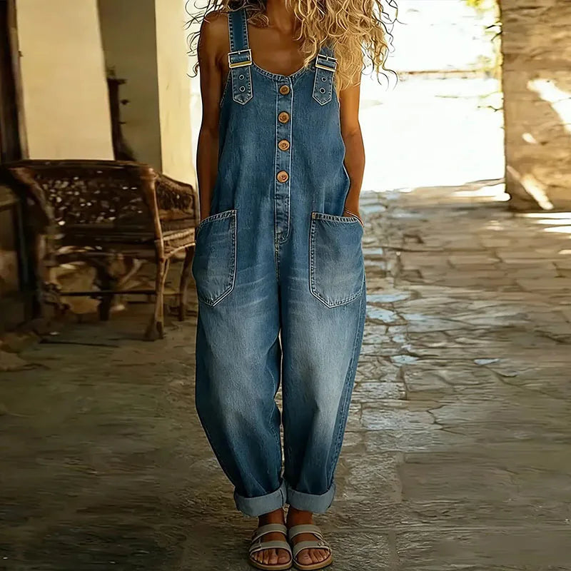 Mae | Měkké vintage denimové salopette s nastavitelnými ramínky