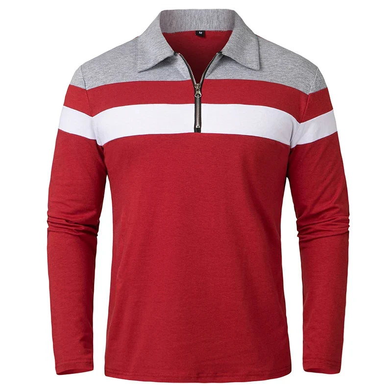 Gestreept Poloshirt Met Ritssluiting