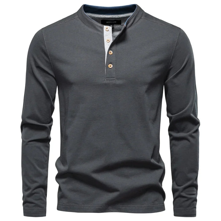 Henley Heren  Shirt Met Lange Mouwen