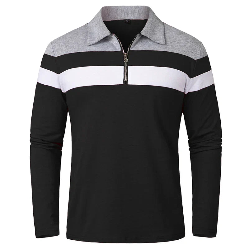 Gestreept Poloshirt Met Ritssluiting
