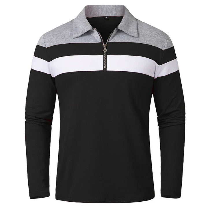 Gestreept Poloshirt Met Ritssluiting