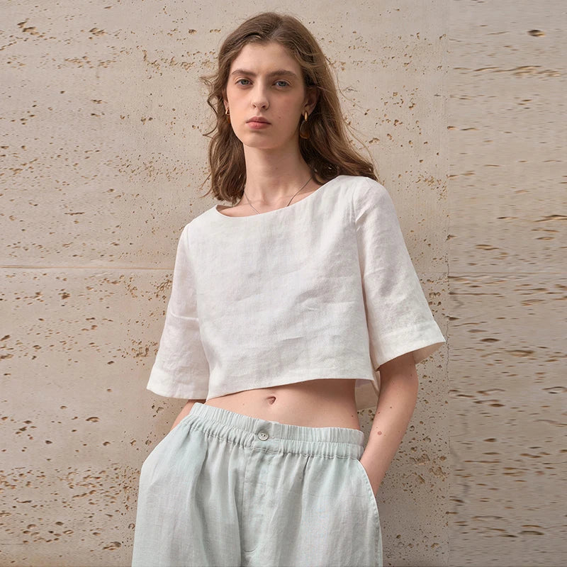 Boxy len crop top