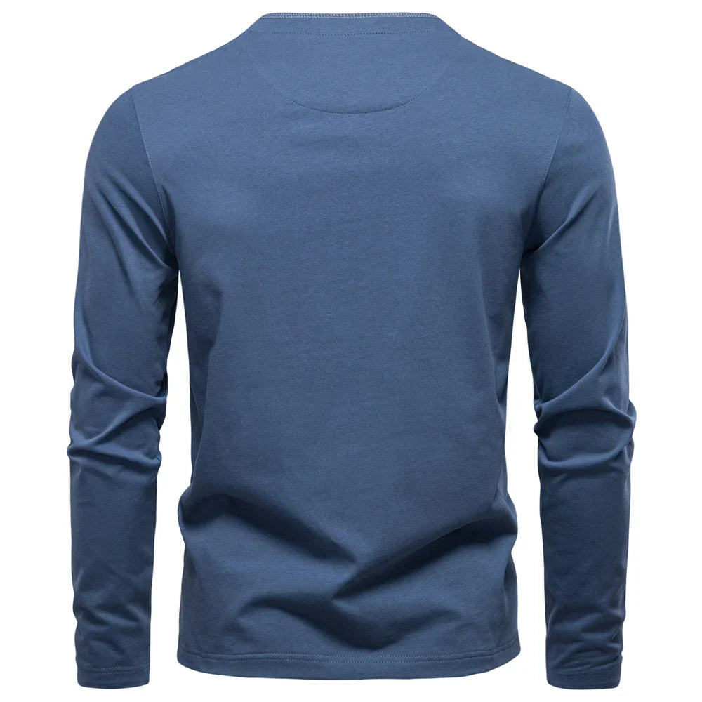 Henley Heren  Shirt Met Lange Mouwen