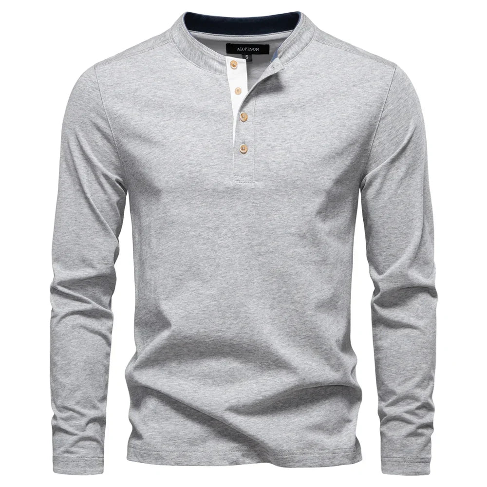 Henley Heren  Shirt Met Lange Mouwen