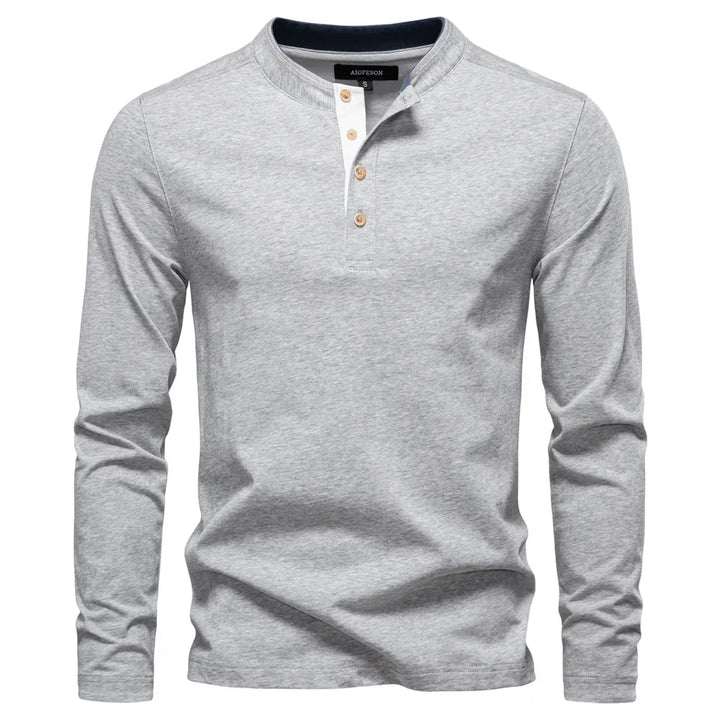 Henley Heren  Shirt Met Lange Mouwen