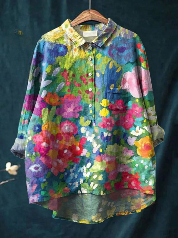 Sienna™ | Tijdloze Linnen Blouse met Print