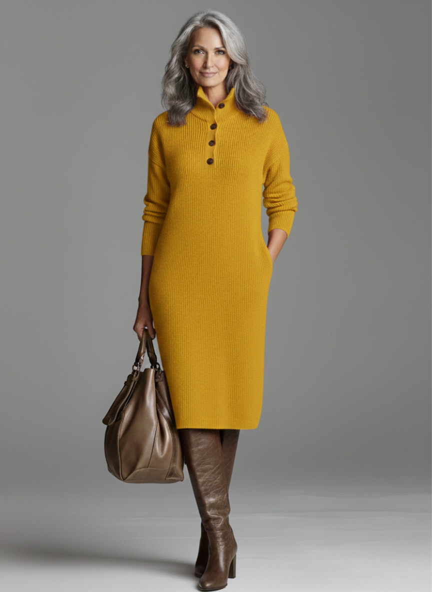 Britt | Chique geribde midi jurk
