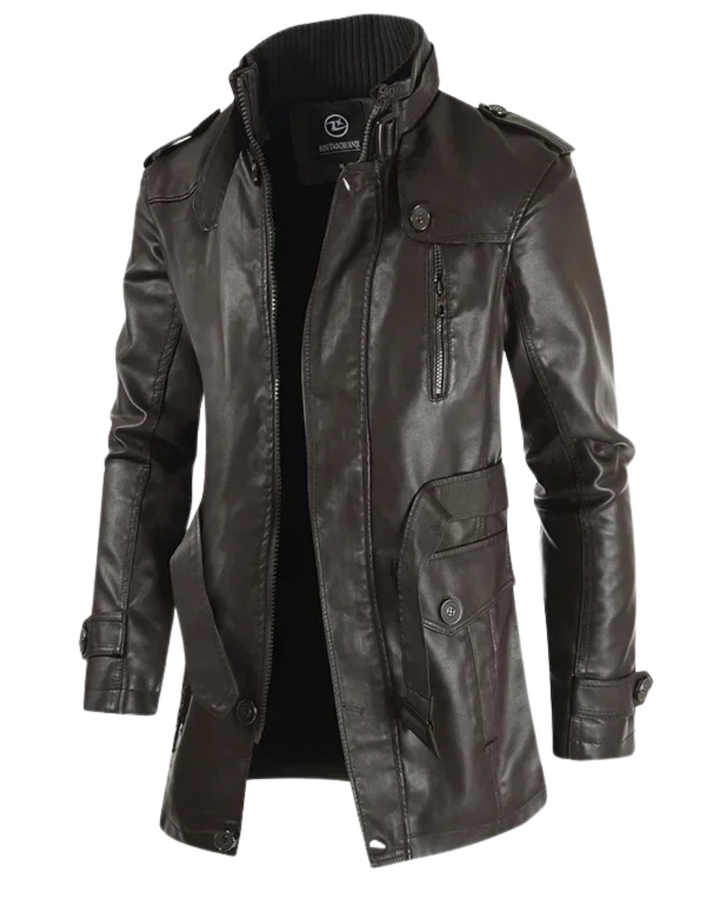 Lange en elegante leren motorjack
