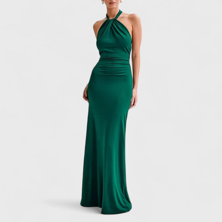 Klara – Curvy hedvábné šaty s halter límcem