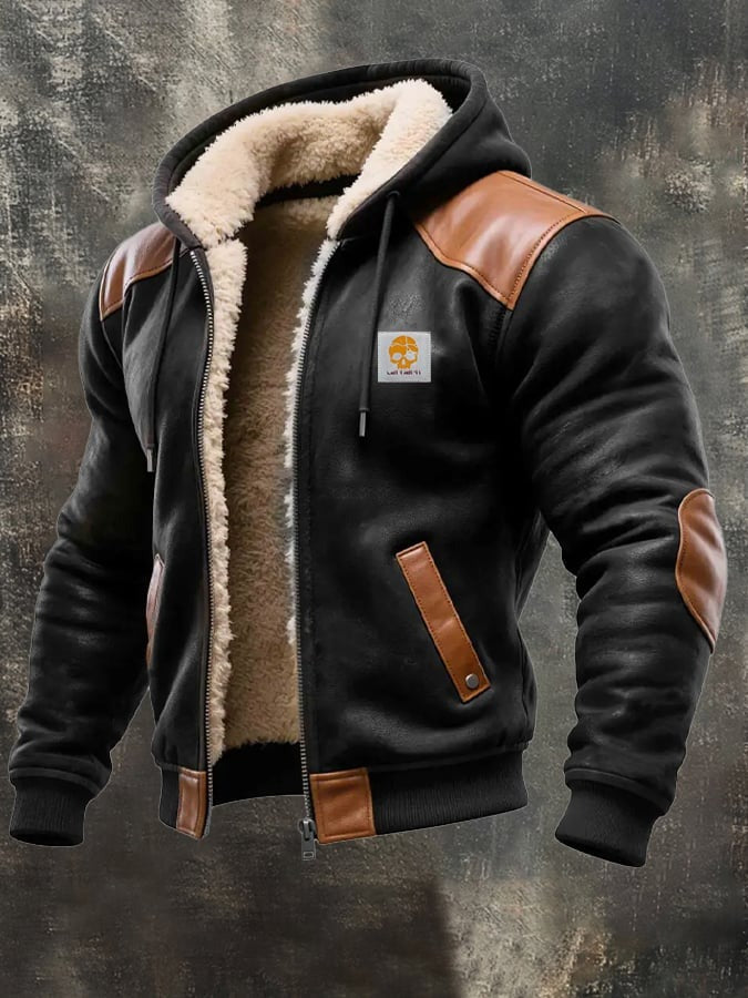 Winterblouson met verfijnde leerdetails