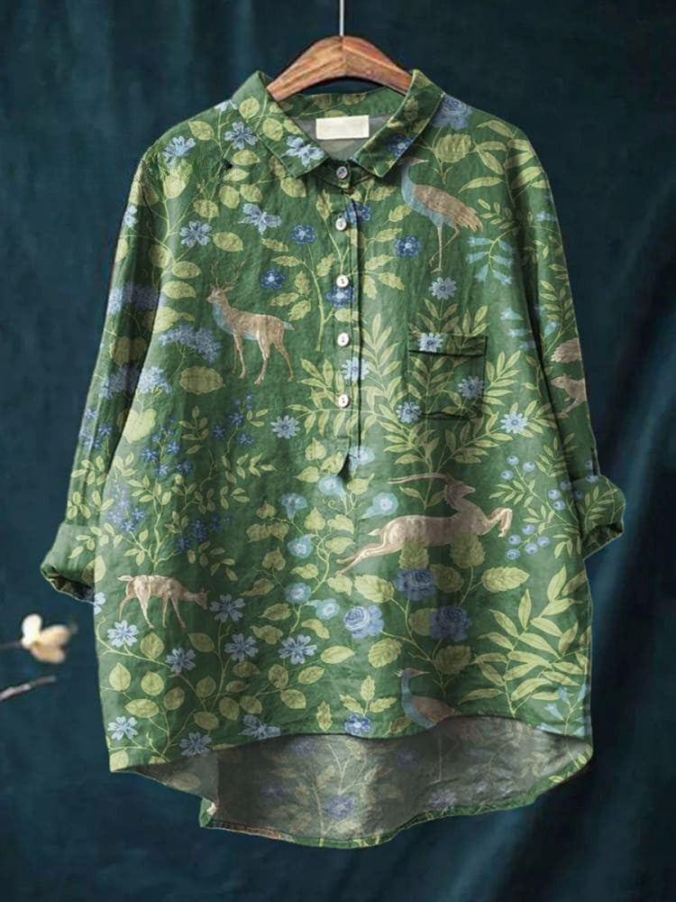 Isolde™ | Tijdloos Linnen Shirt met Print