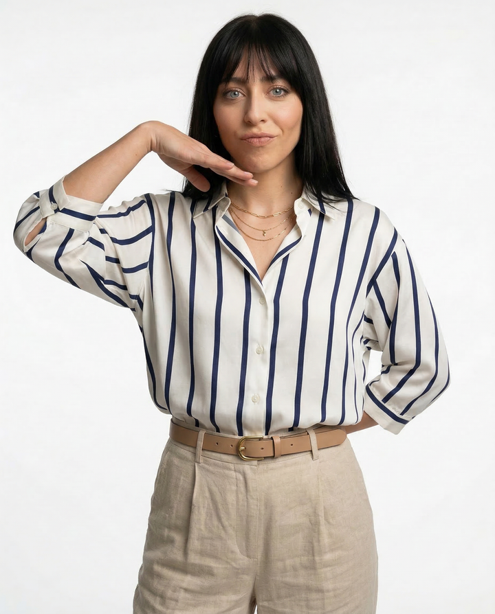 Maren pruhovaná hedvábná blůza