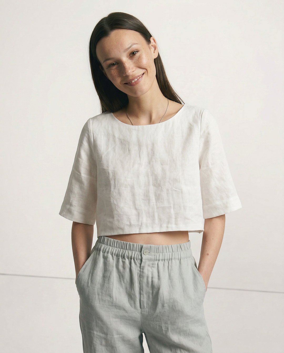 Boxy len crop top
