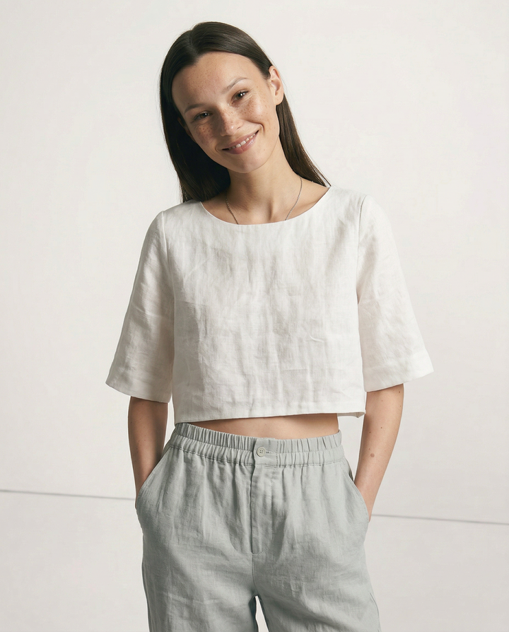 Boxy len crop top