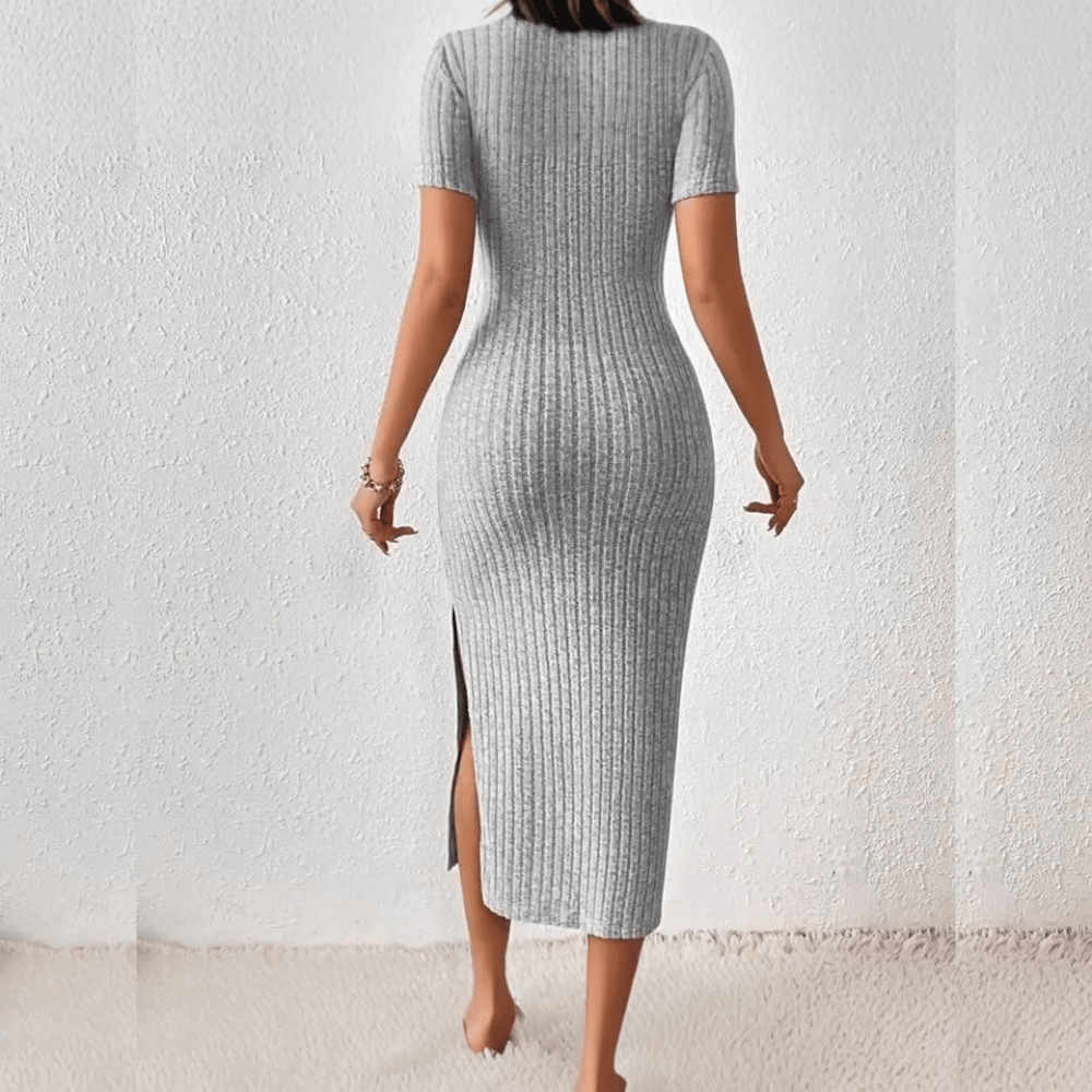 Dames gebreide midi jurk