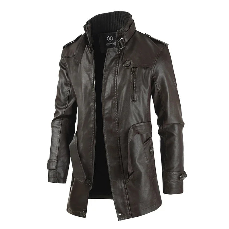 Lange en elegante leren motorjack