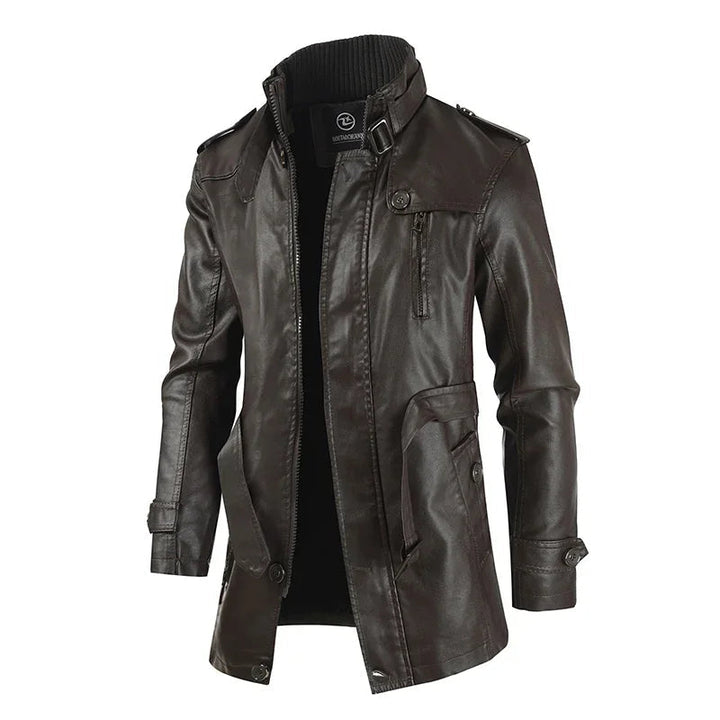 Lange en elegante leren motorjack