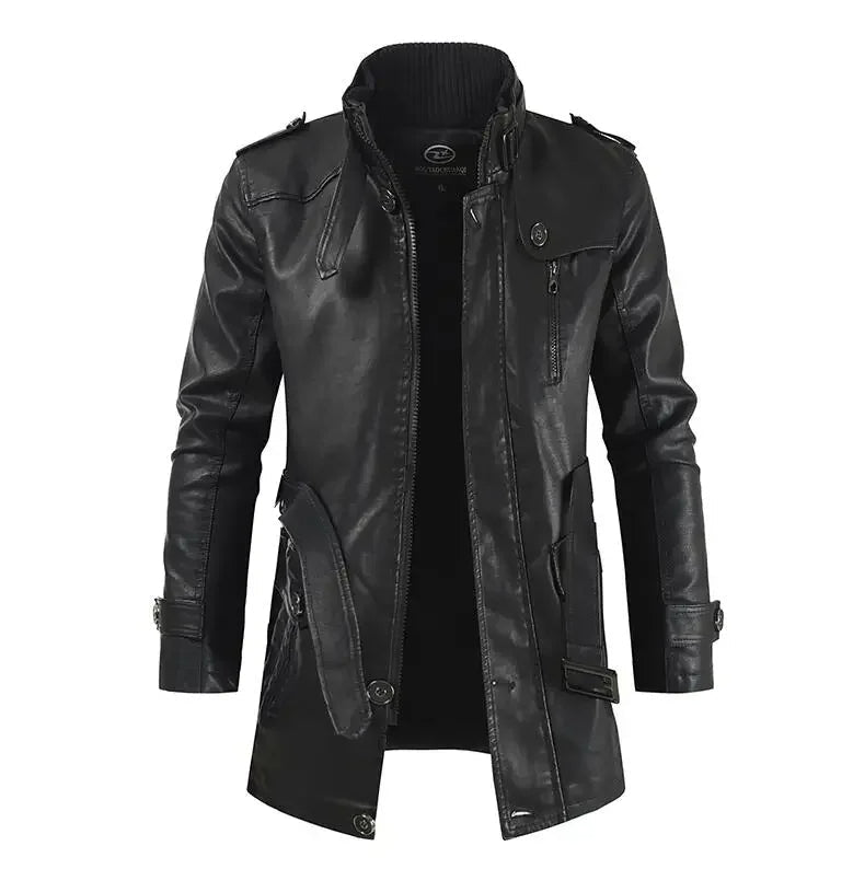 Lange en elegante leren motorjack