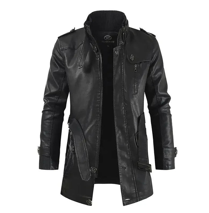 Lange en elegante leren motorjack