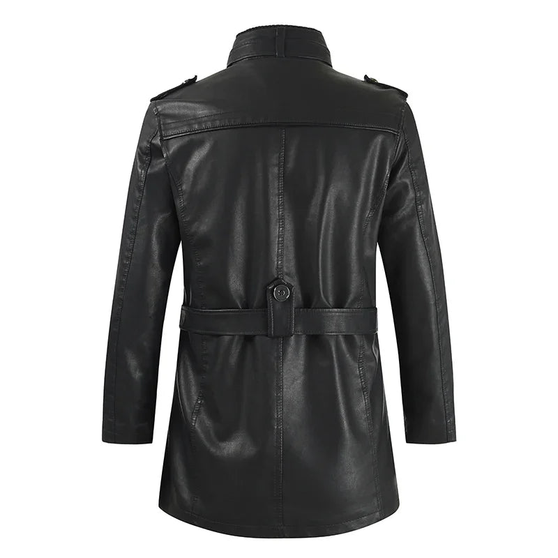 Lange en elegante leren motorjack