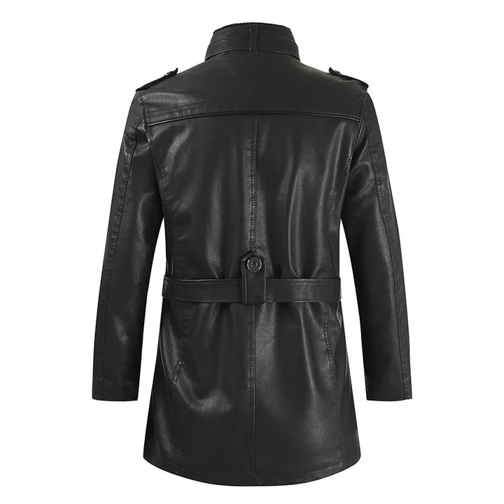 Lange en elegante leren motorjack