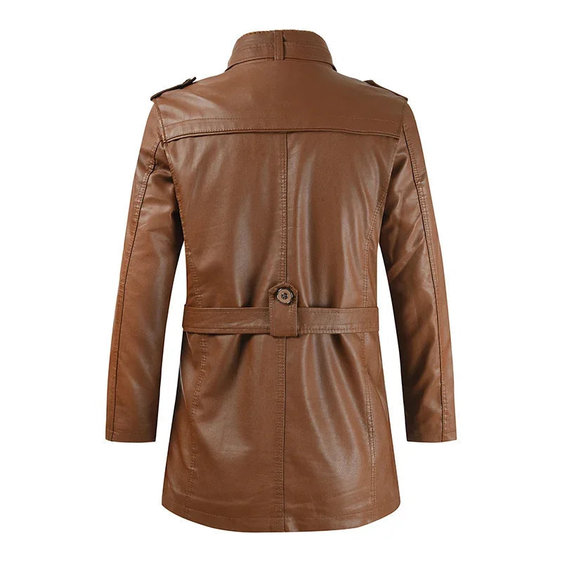 Lange en elegante leren motorjack