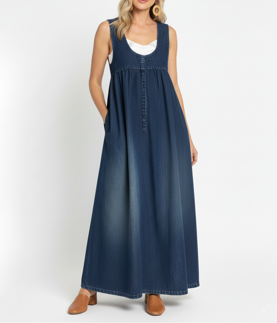 Karen | Maxi šaty z jemného a praného vintage denimu