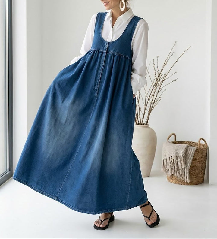 Karen | Maxi šaty z jemného a praného vintage denimu