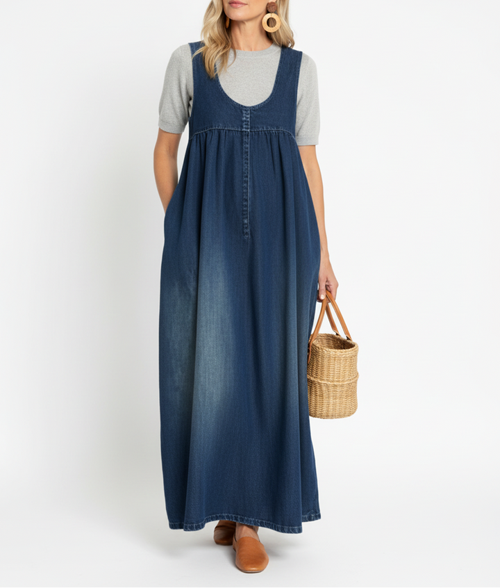 Karen | Maxi šaty z jemného a praného vintage denimu