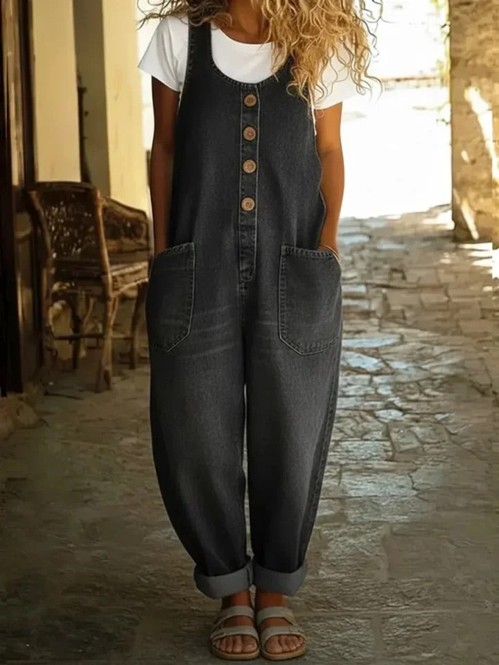 Ruth | Vintage Denim Overal z Praného Bavlněného Materiálu